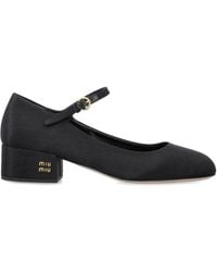 Miu Miu - Canvas Leather-lined Mary Jane Pumps - Lyst