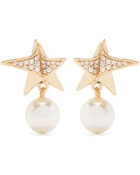 Ferragamo - -tone Star Crystal And Faux-pearl Drop Earrings - Women's - Brass/glass - Lyst