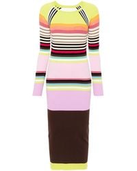 Christopher John Rogers - Multicolour Striped Knitted Midi Dress - Lyst