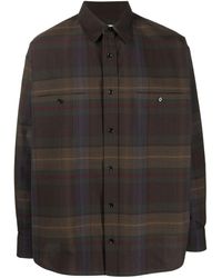 Lemaire - Brown Plaid-pattern Wool Shirt - Lyst
