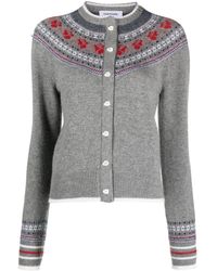 Thom Browne - Rose Icelandic Fair-Isle Intarsia Cardigan - Lyst