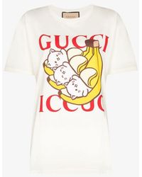 Gucci Bananya Cat Logo Print T-shirt - White