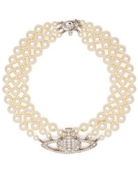 Vivienne Westwood - -tone Relief Pearl Choker Necklace - Lyst