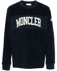 Moncler - Logo-embroidered Cotton Sweatshirt - Men's - Wool/cotton/acrylic/polyester - Lyst