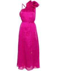 Aje. - Pink Quintessa Floral-appliqué Linen Dress - Lyst