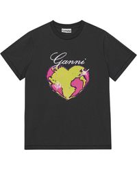 Ganni - Heart Relaxed Organic Cotton T-shirt - Lyst