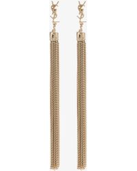 Saint Laurent - -tone Loulou Chain Tassel Earrings - Women's - Brass/pewter - Lyst