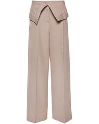 Acne Studios - Neutral Folded-waist Tailored Trousers - Women's - Polyester/cotton/wool - Lyst