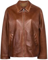 Prada - Triangle-logo Leather Jacket - Women's - Cotton/lambskin - Lyst