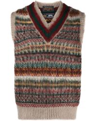 Beams Plus Mohair Check Pullover Knit Vest in Gray for Men   Lyst