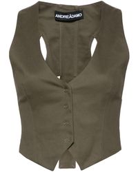 ANDREADAMO - Brown Cut-out Cotton Twill Vest - Lyst