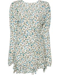 Alessandra Rich - Neutral Floral-print Silk Dress - Women's - Cupro/silk - Lyst