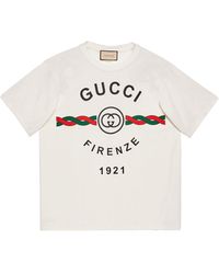 Gucci Cotton 'firenze 1921' Print T-shirt White in Black for Men | Lyst UK