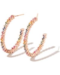 Suzanne Kalan - 18k Rose Rainbow Sapphire Hoop Earrings - Lyst