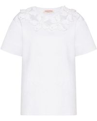 Valentino Garavani - Floral-appliqué Cotton T-shirt - Lyst