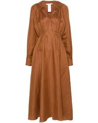Max Mara - Rust Pleated Detailing Midi Dress - Lyst