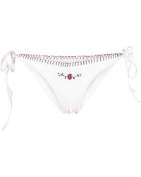 Frankie's Bikinis - White Connor Floral-embroidery Side-tie Bikini Bottoms - Lyst