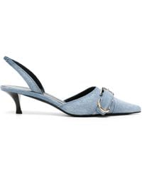 Givenchy - Side-buckled Denim Sling-back Pumps - Women's - Calf Leather/cotton - Lyst
