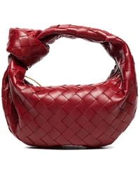 Bottega Veneta The Mini Jodie Leather Clutch Bag - Red