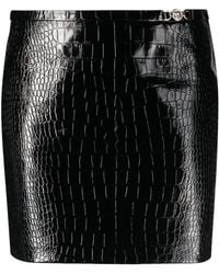 Versace - Crocodile-effect Leather Miniskirt - Lyst