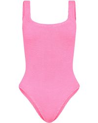 Hunza G - Ruched Scoop-back Swimsuit - Lyst