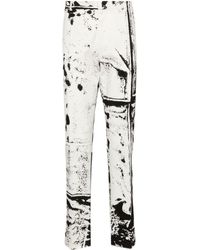Alexander McQueen - White Graphic-print Straight-leg Trousers - Lyst