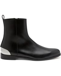 Alexander McQueen - Metallic-heel Leather Ankle Boots - Men's - Calf Leather - Lyst