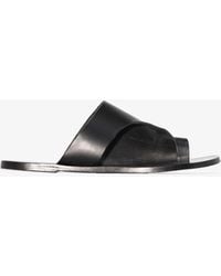 Atp Atelier Black 'rosa' Cutout Leather Slide Sandals
