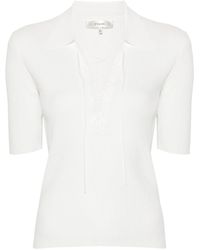 FRAME - Off Ribbed Knit Short-Sleeved Blouse - Lyst