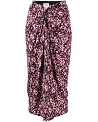 Isabel Marant - Floral-print Ruched Crepe Skirt - Lyst