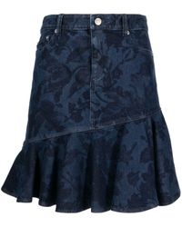 Erdem - Floral-jacquard Denim Skirt - Women's - Elastane/cotton - Lyst