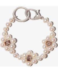 Hatton Labs - Sterling Silver Freshwater Pearl And Crystal Bracelet - Men's - Crystal/sterling Silver/freshwater Pearl - Lyst