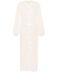 FRAME - Cream White Balloon Sleeves Crochet Maxi Dress - Women's - Cotton/acrylic - Lyst
