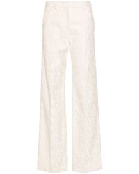 Valentino Garavani - Beige Toile Iconographe Flocked Tailored Trousers - Women's - Cotton/viscose/silk - Lyst
