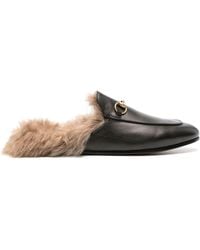 Gucci - Princetown Fur-lined Leather Mule - Lyst