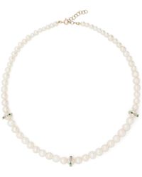 Pascale Monvoisin - 9k Yellow Gold Chelsea N°2 Pearl And Diamond Necklace - Women's - Emerald/diamond/9kt Gold/9kt Yellow Gold - Lyst