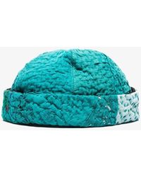 By Walid Blue Emperor Embroidered Patchwork Cotton Hat