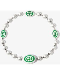 Gucci - Sterling Silver Interlocking G Bracelet - Women's - Enamel/sterling Silver - Lyst