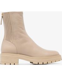 Aquazzura - Neutral Saint Honore Leather Ankle Boots - Women's - Leather/rubber - Lyst