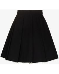 ShuShu/Tong - Pleated Raw Hem Wool Skirt - Women's - Polyester/wool/silk - Lyst