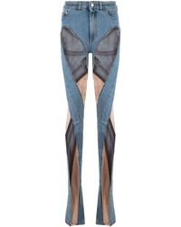 Mugler Spiral Paneled High-rise Skinny Jeans - Blue
