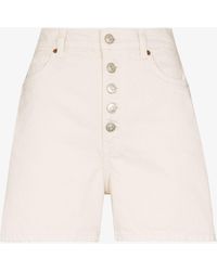 Reformation Amy Buttoned High Waist Shorts - Natural