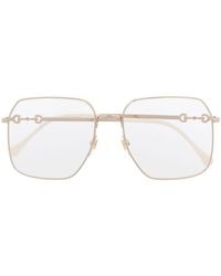 Gucci -tone Square Oversized Glasses - Unisex - Metal (other) - White