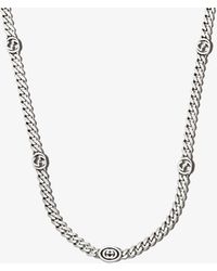 Gucci - Sterling Interlocking G Station Chain Necklace - Lyst
