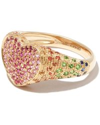 Yvonne Léon - 9k Gold Heart Diamond Mini Signet Ring - Lyst