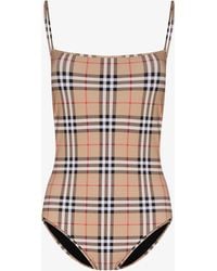 Burberry - Checked Swimsuit - Lyst