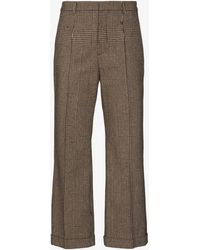 Saint Laurent - Prince Of Wales Bootcut Trousers - Women's - Silk/cotton/acrylic/polyamidepolyesterwool - Lyst