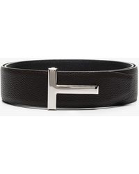 Tom Ford - Black T Logo Reversible Leather Belt - Lyst