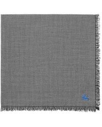 Burberry - And White Houndstooth Logo-embroidered Scarf - Unisex - Wool/silk - Lyst