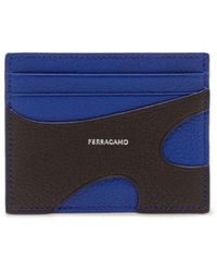 Ferragamo - Blue Cut-out Leather Card Holder - Men's - Calfskin/lamb Skin/fabric - Lyst